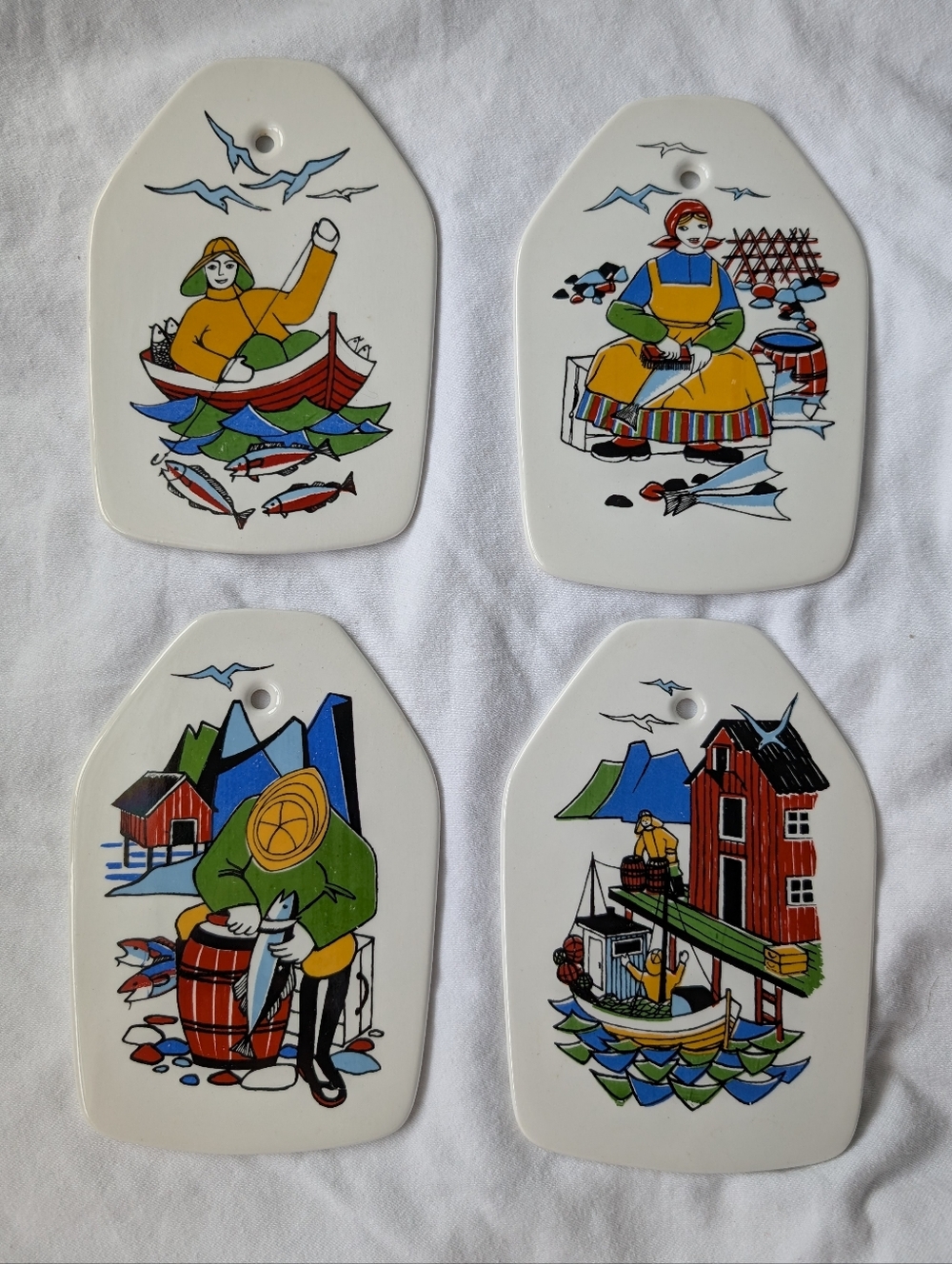 Figgjo Norway Torskefiske Individual Cheese & Cracker Boards - 4
